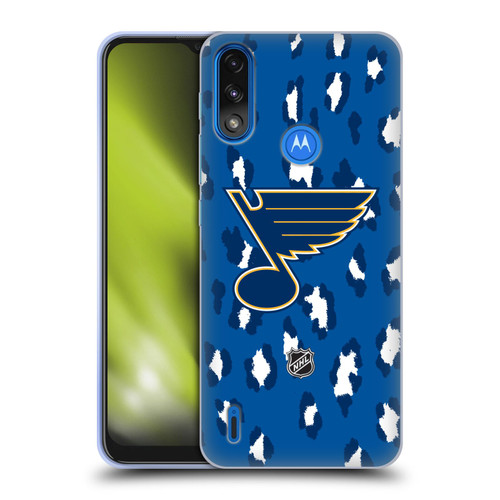 NHL St Louis Blues Leopard Pattern Soft Gel Case for Motorola Moto E7 Power / Moto E7i Power