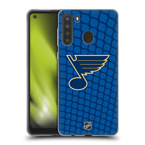 NHL St Louis Blues Net Pattern Soft Gel Case for Samsung Galaxy A21 (2020)