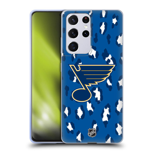NHL St Louis Blues Leopard Pattern Soft Gel Case for Samsung Galaxy S21 Ultra 5G & MagSafe