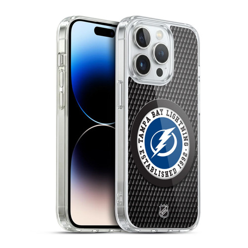 NHL Tampa Bay Lightning Puck Texture Soft Gel Case for Apple iPhone 14 Pro