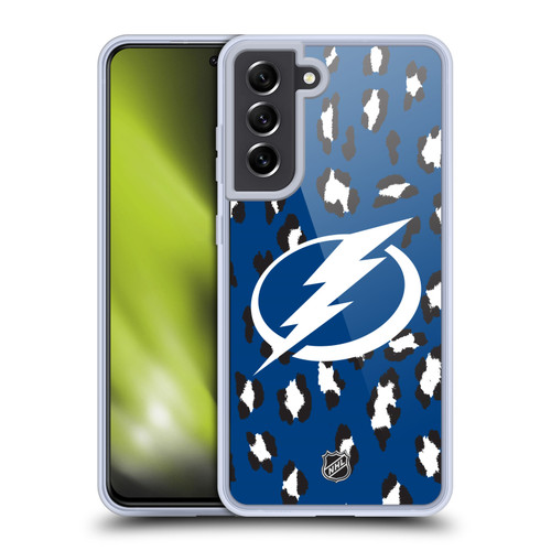 NHL Tampa Bay Lightning Leopard Pattern Soft Gel Case for Samsung Galaxy S21 FE 5G