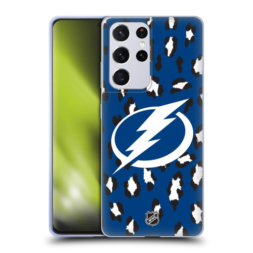 NHL Tampa Bay Lightning Leopard Pattern Soft Gel Case for Samsung Galaxy S21 Ultra 5G