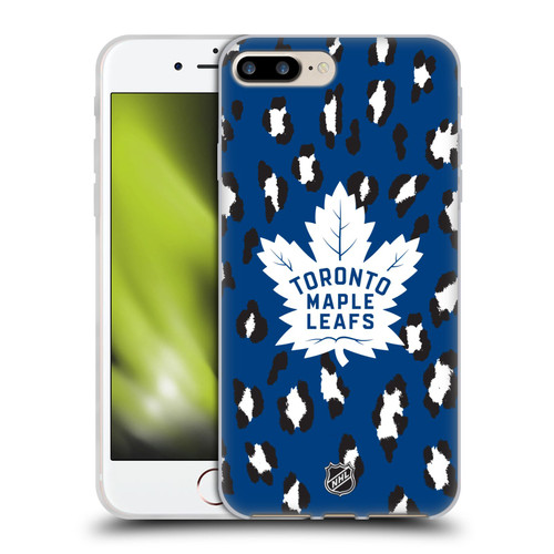 NHL Toronto Maple Leafs Leopard Patten Soft Gel Case for Apple iPhone 7 Plus / iPhone 8 Plus