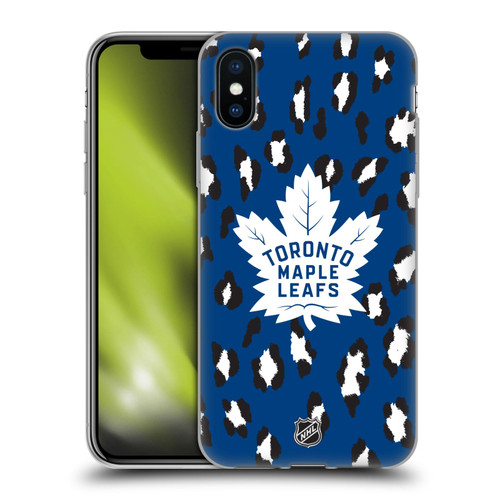 NHL Toronto Maple Leafs Leopard Patten Soft Gel Case for Apple iPhone X / iPhone XS