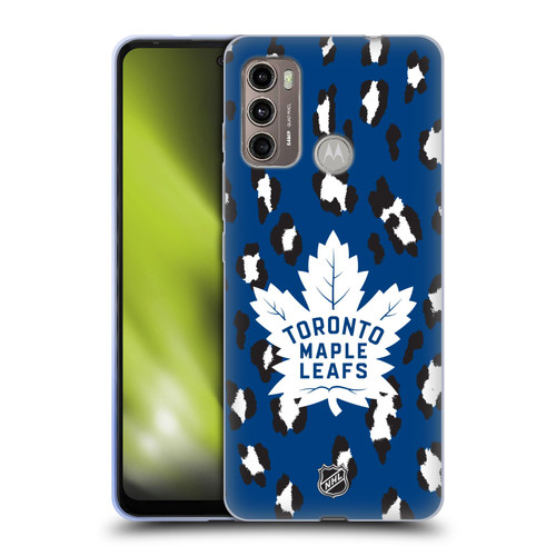 NHL Toronto Maple Leafs Leopard Patten Soft Gel Case for Motorola Moto G60 / Moto G40 Fusion