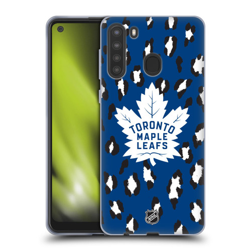 NHL Toronto Maple Leafs Leopard Patten Soft Gel Case for Samsung Galaxy A21 (2020)