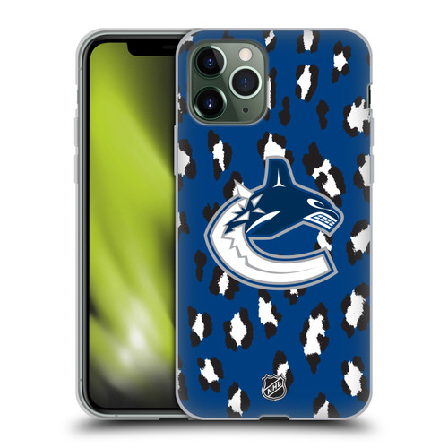 NHL Vancouver Canucks Leopard Pattern Soft Gel Case for Apple iPhone 11 Pro