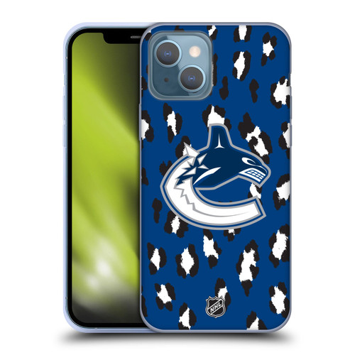 NHL Vancouver Canucks Leopard Pattern Soft Gel Case for Apple iPhone 13