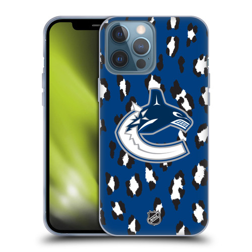 NHL Vancouver Canucks Leopard Pattern Soft Gel Case for Apple iPhone 13 Pro Max