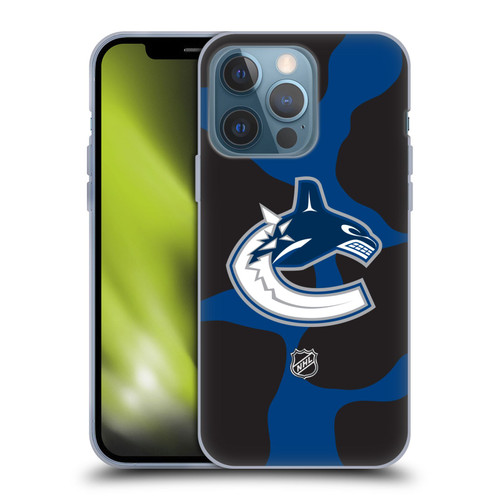 NHL Vancouver Canucks Cow Pattern Soft Gel Case for Apple iPhone 13 Pro