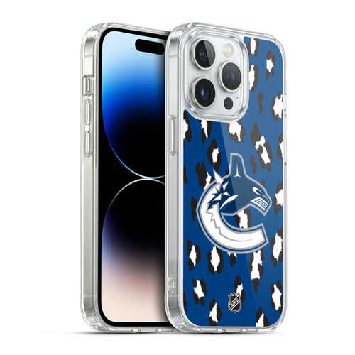 NHL Vancouver Canucks Leopard Pattern Soft Gel Case for Apple iPhone 13 Pro & MagSafe
