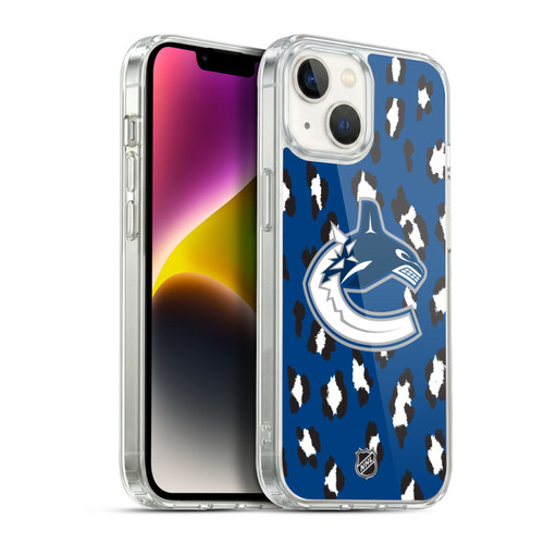 NHL Vancouver Canucks Leopard Pattern Soft Gel Case for Apple iPhone 14