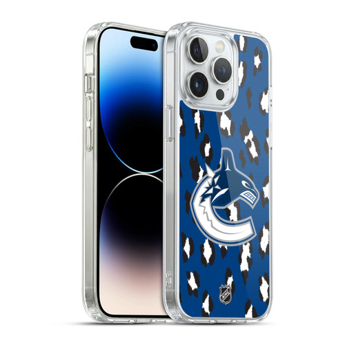 NHL Vancouver Canucks Leopard Pattern Soft Gel Case for Apple iPhone 14 Pro Max & MagSafe