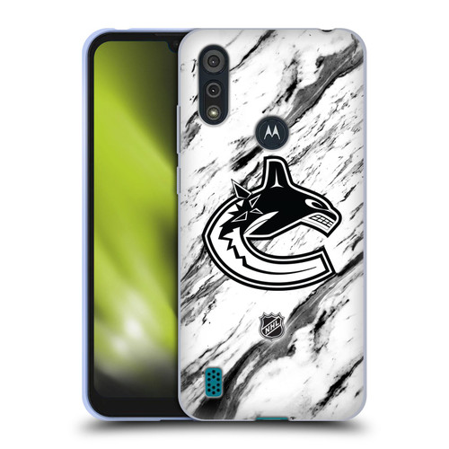 NHL Vancouver Canucks Marble Soft Gel Case for Motorola Moto E6s (2020)
