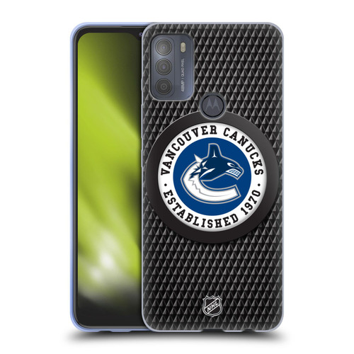 NHL Vancouver Canucks Puck Texture Soft Gel Case for Motorola Moto G50