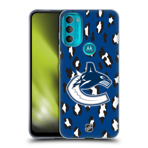 NHL Vancouver Canucks Leopard Patten Soft Gel Case for Motorola Moto G71 5G
