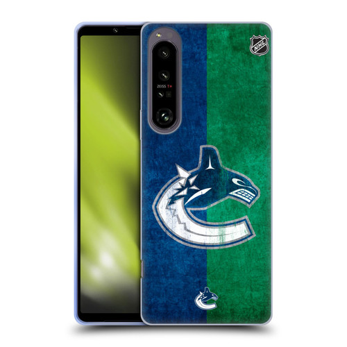 NHL Vancouver Canucks Half Distressed Soft Gel Case for Sony Xperia 1 IV