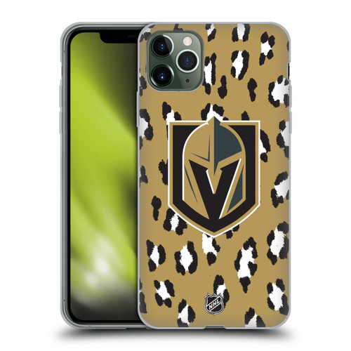 NHL Vegas Golden Knights Leopard Patten Soft Gel Case for Apple iPhone 11 Pro Max