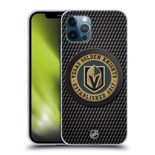 NHL Vegas Golden Knights Puck Texture Soft Gel Case for Apple iPhone 12 / iPhone 12 Pro