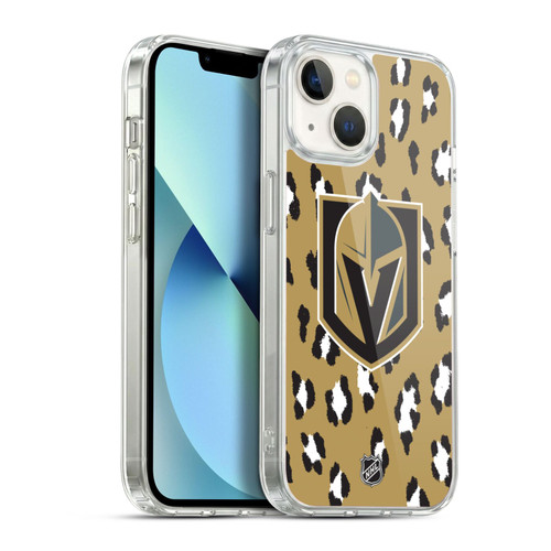 NHL Vegas Golden Knights Leopard Pattern Soft Gel Case for Apple iPhone 13