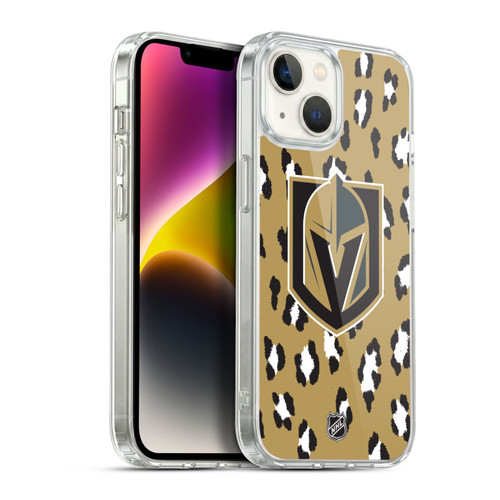NHL Vegas Golden Knights Leopard Pattern Soft Gel Case for Apple iPhone 14