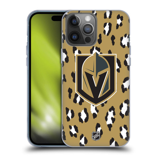 NHL Vegas Golden Knights Leopard Pattern Soft Gel Case for Apple iPhone 14 Pro Max