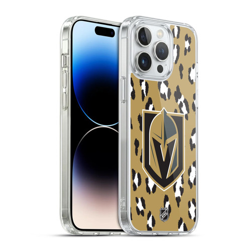 NHL Vegas Golden Knights Leopard Pattern Soft Gel Case for Apple iPhone 14 Pro Max