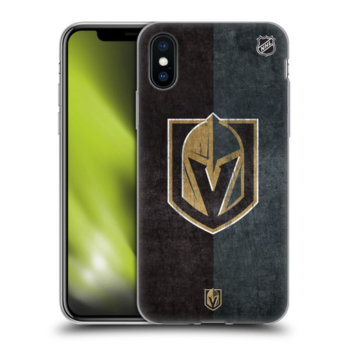 NHL Vegas Golden Knights Half Distressed Soft Gel Case for Apple iPhone X / iPhone XS