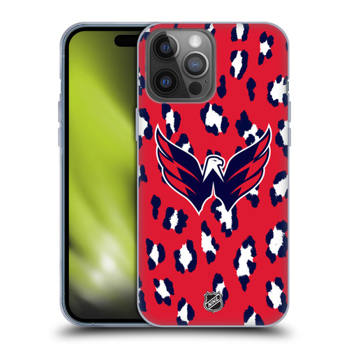 NHL Washington Capitals Leopard Pattern Soft Gel Case for Apple iPhone 14 Pro Max
