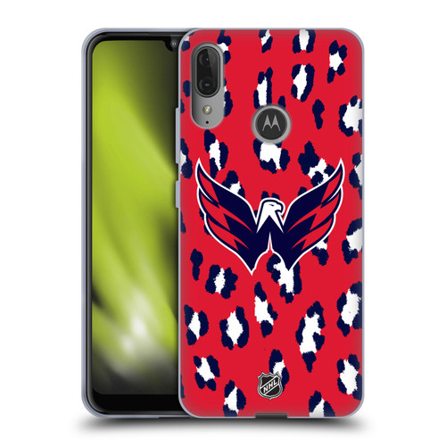 NHL Washington Capitals Leopard Pattern Soft Gel Case for Motorola Moto E6 Plus
