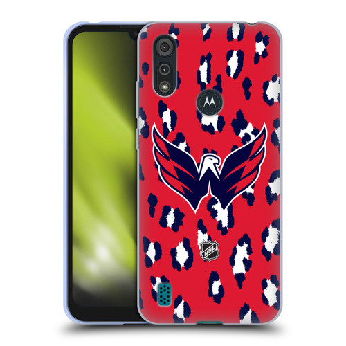 NHL Washington Capitals Leopard Patten Soft Gel Case for Motorola Moto E6s (2020)