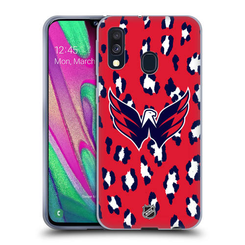 NHL Washington Capitals Leopard Patten Soft Gel Case for Samsung Galaxy A40 (2019)