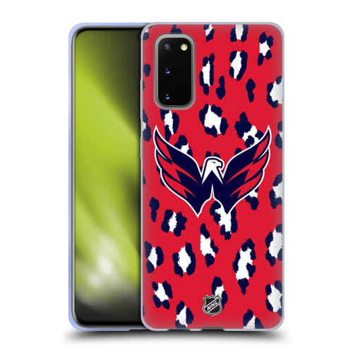 NHL Washington Capitals Leopard Pattern Soft Gel Case for Samsung Galaxy S20 / S20 5G