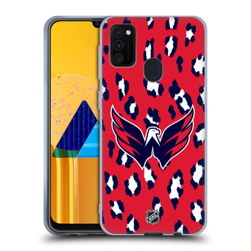 NHL Washington Capitals Leopard Patten Soft Gel Case for Samsung Galaxy M30s (2019)/M21 (2020)