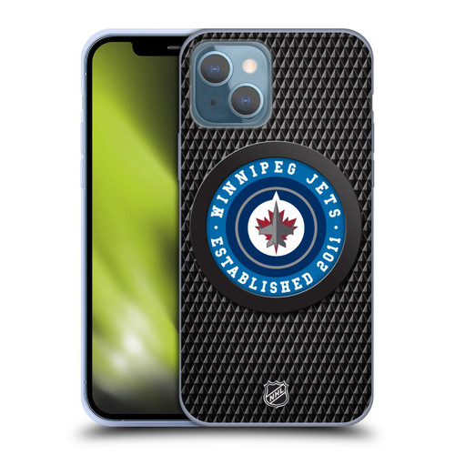 NHL Winnipeg Jets Puck Texture Soft Gel Case for Apple iPhone 13