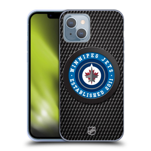 NHL Winnipeg Jets Puck Texture Soft Gel Case for Apple iPhone 14