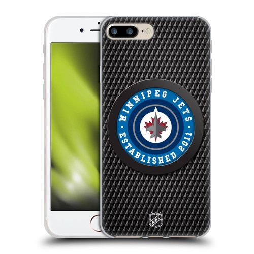 NHL Winnipeg Jets Puck Texture Soft Gel Case for Apple iPhone 7 Plus / iPhone 8 Plus