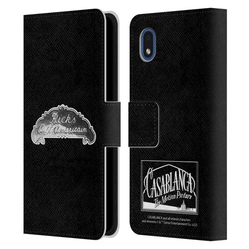 Casablanca Graphics Rick's Cafe Leather Book Wallet Case Cover For Samsung Galaxy A01 Core (2020)