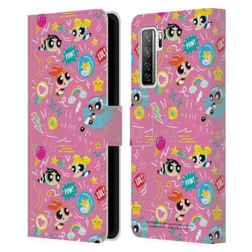The Powerpuff Girls Graphics Icons Leather Book Wallet Case Cover For Huawei Nova 7 SE/P40 Lite 5G