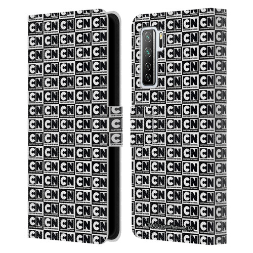 Cartoon Network Logo Pattern Leather Book Wallet Case Cover For Huawei Nova 7 SE/P40 Lite 5G