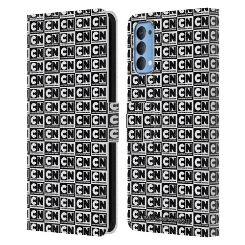 Cartoon Network Logo Pattern Leather Book Wallet Case Cover For OPPO Reno 4 5G