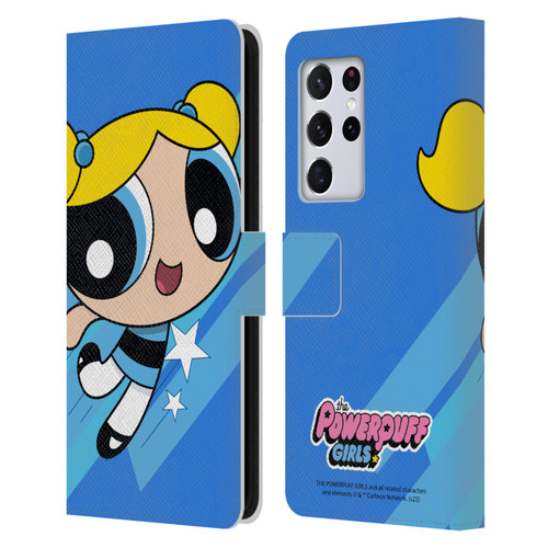 The Powerpuff Girls Graphics Bubbles Leather Book Wallet Case Cover For Samsung Galaxy S21 Ultra 5G