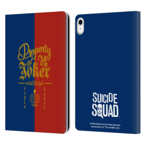 Suicide Squad 2016 Graphics Property Of Joker Leather Book Wallet Case Cover For Apple iPad 10.9 (2022)