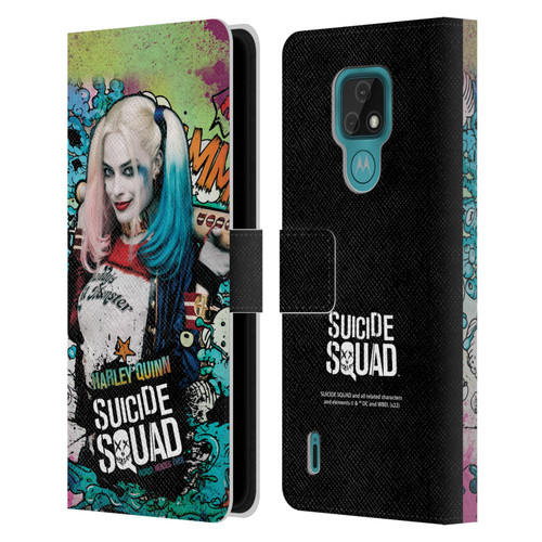 Suicide Squad 2016 Graphics Harley Quinn Poster Leather Book Wallet Case Cover For Motorola Moto E7