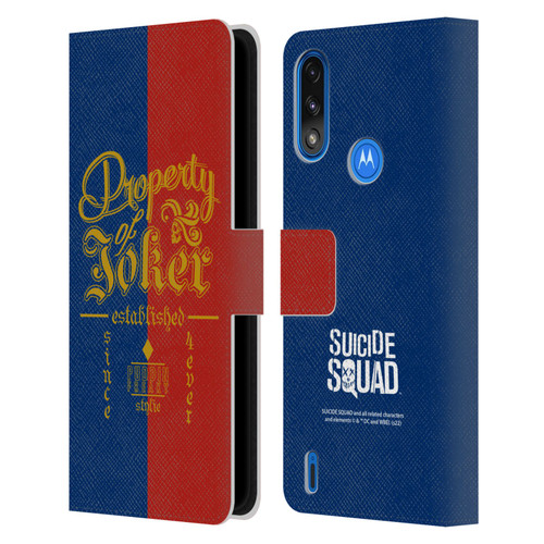 Suicide Squad 2016 Graphics Property Of Joker Leather Book Wallet Case Cover For Motorola Moto E7 Power / Moto E7i Power