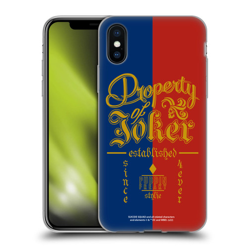 Suicide Squad 2016 Graphics Property Of Joker Soft Gel Case for Apple iPhone X / iPhone XS