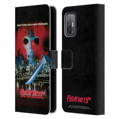 Friday the 13th Part VIII Jason Takes Manhattan Graphics Key Art Leather Book Wallet Case Cover For HTC Desire 21 Pro 5G