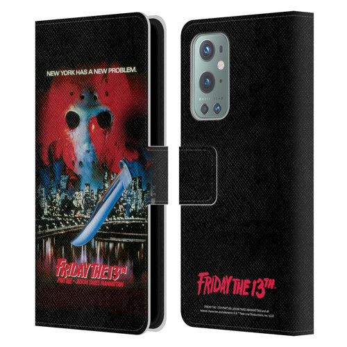 Friday the 13th Part VIII Jason Takes Manhattan Graphics Key Art Leather Book Wallet Case Cover For OnePlus 9