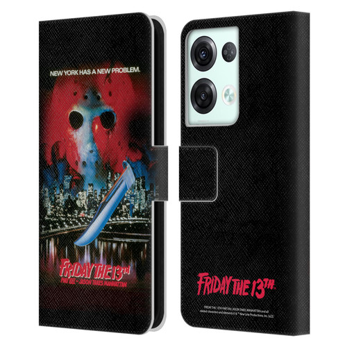 Friday the 13th Part VIII Jason Takes Manhattan Graphics Key Art Leather Book Wallet Case Cover For OPPO Reno8 Pro
