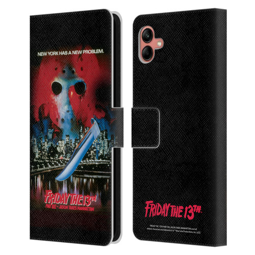 Friday the 13th Part VIII Jason Takes Manhattan Graphics Key Art Leather Book Wallet Case Cover For Samsung Galaxy A04 (2022)